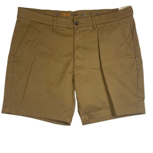 NWT Men’s Classic Fit Stretch Comfort Shorts Brown Size 38 with 7 Inch Inseam - Picture 1 of 5